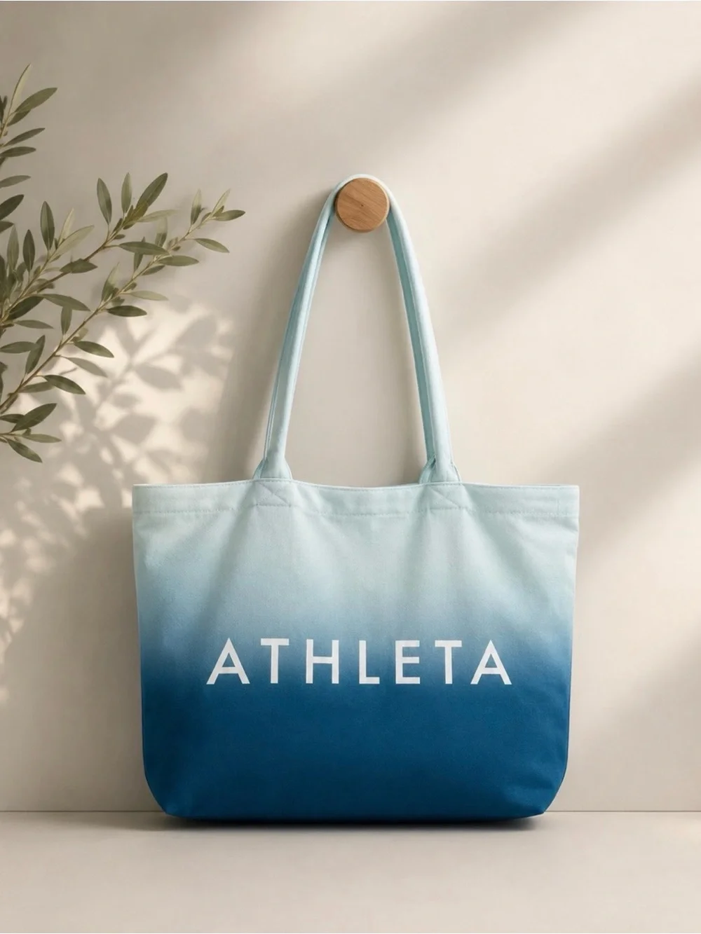 NWT Athleta Ombre Blue Canvas Large Tote Bag